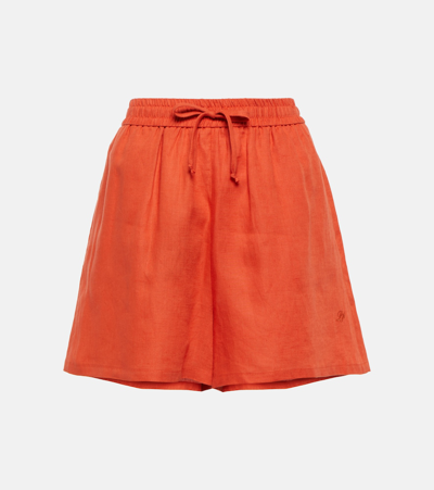 Loro Piana Perth Bermuda Linen Shorts In Red
