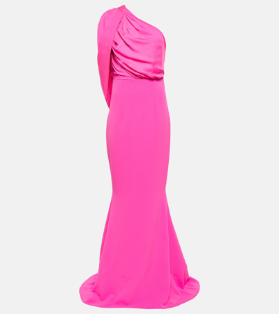 Safiyaa One-shoulder Cape Gown In Pink