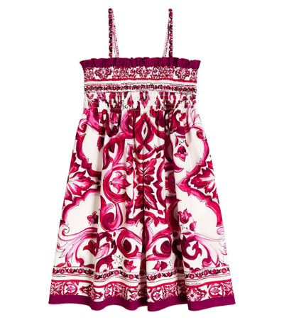 Dolce & Gabbana Kids' Majolica-print Sleeveless Dress In White