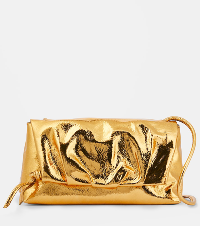 Dries Van Noten Metallic Leather Shoulder Bag In Gold | ModeSens