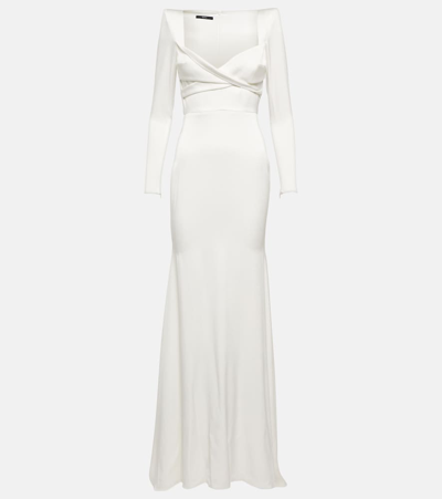 Alex Perry Satin Crêpe Gown In White
