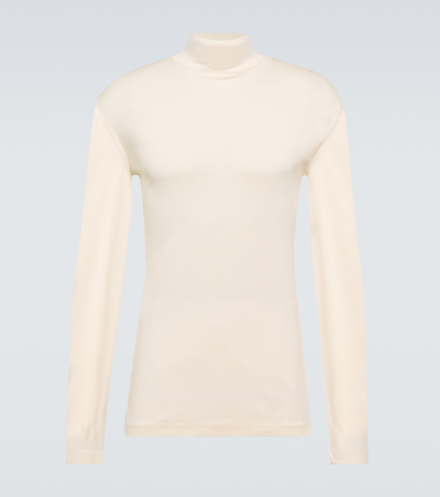 Lemaire Turtleneck Cotton Jersey Top In White