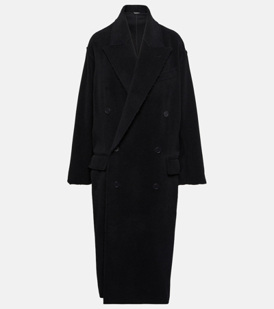 Balenciaga Double-breasted Cashmere And Wool Coat In Black