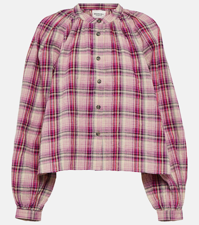 Isabel Marant Étoile Checked Cotton And Linen Shirt In Pink