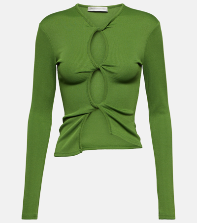 Christopher Esber Open Twist Ribbed-knit Top In Green