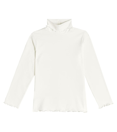 Il Gufo Kids' Cotton-blend Jersey Turtleneck Top In White