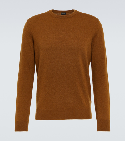Zegna Cashmere And Silk-blend Turtleneck Sweater In Brown