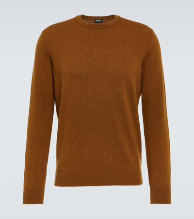 Zegna Cashmere And Silk-blend Turtleneck Jumper In Brown