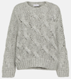 Brunello Cucinelli Iridescent Cable Wool Sweater In Brown