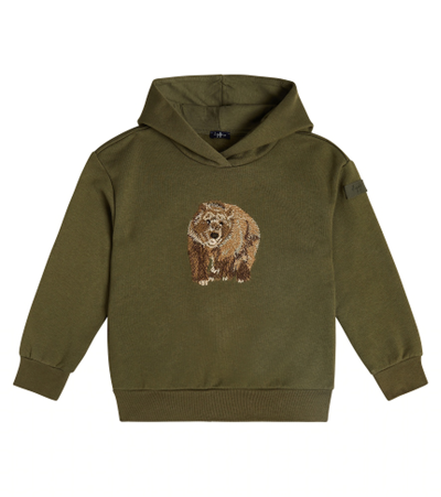 Il Gufo Kids' Printed Cotton Jersey Hoodie In Green
