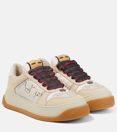 Gucci 50mm Double Screener Canvas Sneakers In White