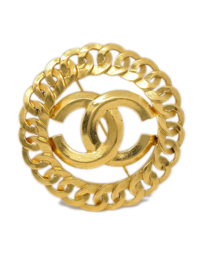 Pre-owned Chanel 1996 Cc Chain-link Brooch In Gold