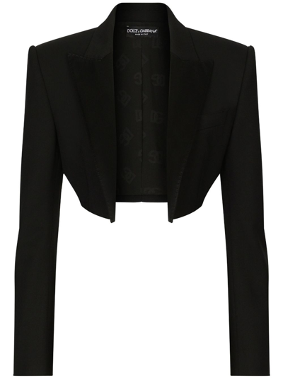 Dolce & Gabbana Cropped Open-front Blazer In Black