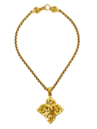 Pre-owned Chanel 1997 Cc Medallion Chain Necklace In Gold