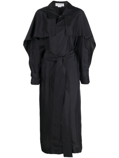 Victoria Beckham Draped Silk Trench Coat In Black