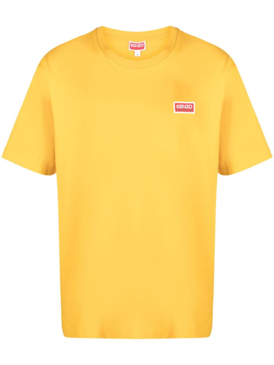 Kenzo Logo-patch Cotton T-shirt In Yellow