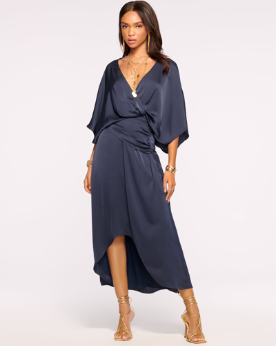 Ramy Brook Adiel Wrap Midi Dress In Navy