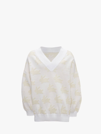 Jw Anderson Bunny-print V-neck Jumper In White