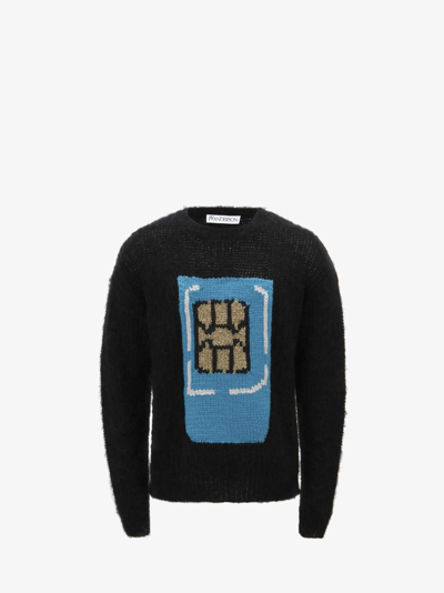 Jw Anderson Sim Card Crew-neck Jumper In Black