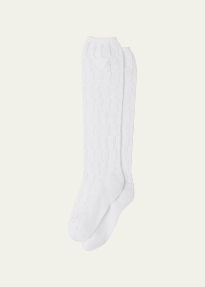 Prada Cotton Crew Socks In F0009 Bianco