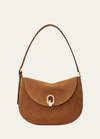 Savette Brown Tondo Hobo Suede Shoulder Bag In 210 Saddle