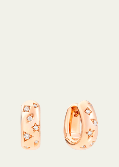 POMELLATO 18K ROSE GOLD ICONICA SNAP HOOP EARRINGS WITH DIAMONDS