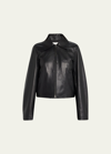Vince Classic Leather Jacket In Black