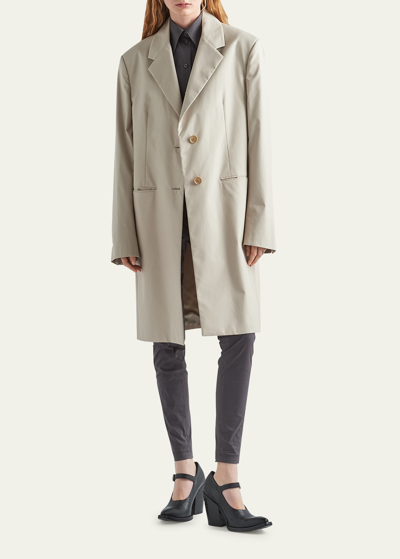 Prada Single-breasted Cotton Coat In F0a08 Calce