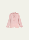 Kobi Halperin Gabby Long Sleeve Hammered Satin Blouse In Chateau Rose