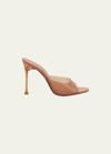Amina Muaddi Tan Alexa Glass Slipper 105 Heeled Sandals In Nude
