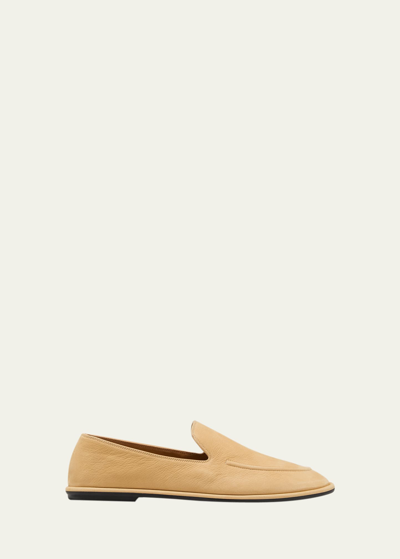 The Row Canal Leather Slip-on Loafers In Beige