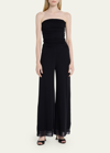 Fuzzi Off-shoulder Wide-leg Tulle Jumpsuit In Black