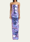 Rick Owens Metallic-finish Strapless Maxi Dress In Aurora