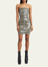 Rick Owens Sequin-embellished Denim Strapless Dress In Blue Dust