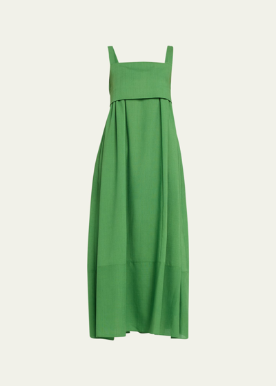 Adeam Park Maxi Dress With Sash In Grass Green