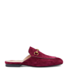 Gucci Princetown Suede Loafer Mules In Maroon