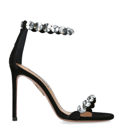 Aquazzura 105mm Maxi-tequila Suede Sandals In Black