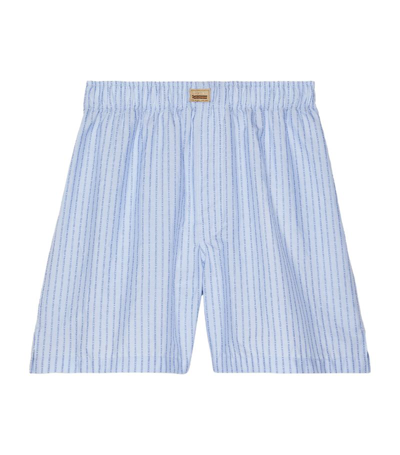 Gucci Striped Cotton Boxer Shorts In 4258 Blue