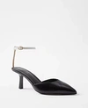 Ann Taylor Leather Sculptural Heel Ankle Strap Pumps In Black