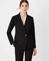 Ann Taylor The Fitted Double Breasted Blazer In Bi-stretch In Black