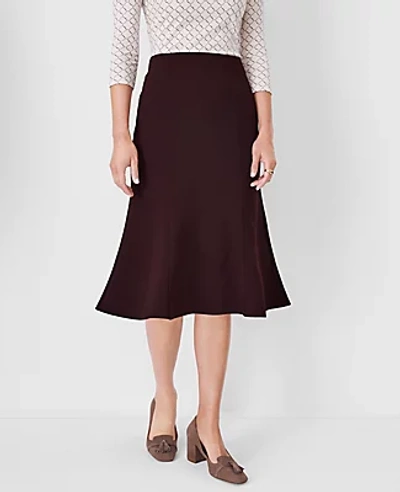 Ann Taylor The Seamed Flare Pencil Skirt In Crepe In Midnight Fig