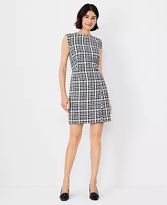 Robe Ann Taylor Neuve Avec étiquettes - Taille 0 - Col V Et Jupe évasée - Manches 3/4 - Couleur Gravel Melange