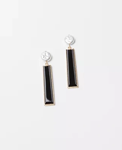 Ann Taylor Pearlized Glass Rectangle Drop Earrings In Black