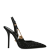 VERSACE LEATHER SAFETY PIN SLINGBACK PUMPS 110