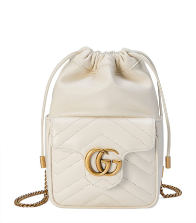 Gucci Mini Gg Marmont Bucket Bag In White