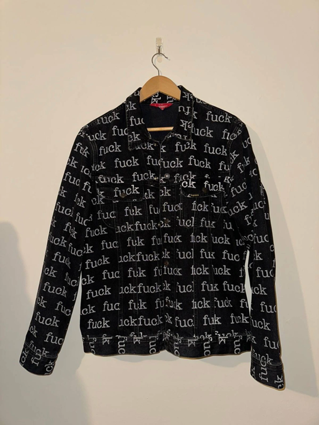 Pre-owned Supreme Fuck Denim Jacket In Black | ModeSens