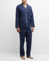 Majestic Southport Woven Cotton Pajamas In Navy Dot