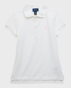 Polo Ralph Lauren Girl's Short-sleeve Logo Embroidery Polo Shirt In White
