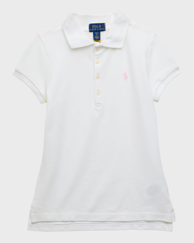 Polo Ralph Lauren Kids' Girl's Short-sleeve Logo Embroidery Polo Shirt In White