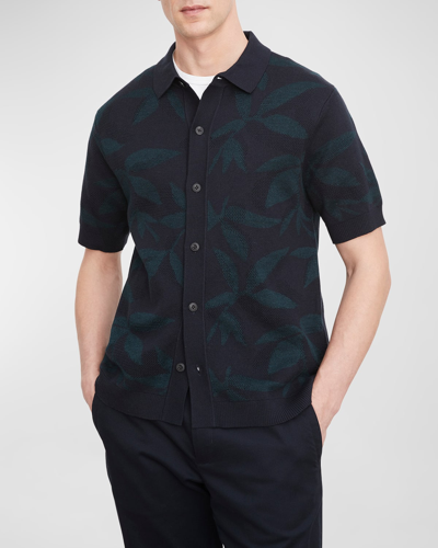 Vince Floral Jacquard Short Sleeve Button Down Shirt In Coastal Combo